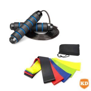 Takeit Deals speed skipping rope (blue) + resistance loop exercise bands (x5) combo