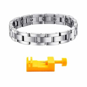Takeit Deals Arthritis pain relief titanium steel magnetic therapy bracelet with free tool - Silver