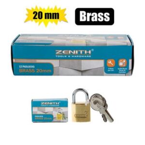 PADLOCK ZENITH BRASS 20mm BOXED