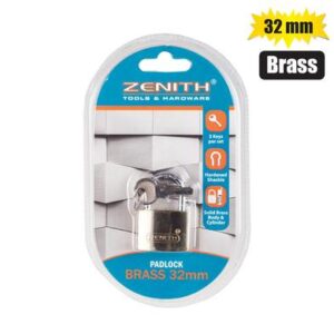PADLOCK ZENITH BRASS 32mm CARDED