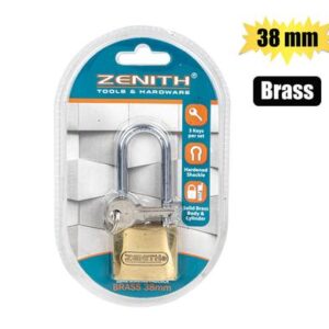 PADLOCK ZENITH BRASS 38mm LONG-SHKL BLS