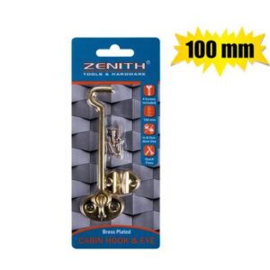 CABIN-HOOK+EYE BRASS+SCREWS 100mm ZENITH