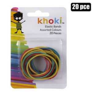 STATIONERY ELASTIC BANDS ASSTD COL 20PC
