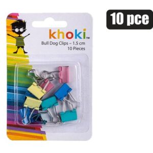 STATIONERY B/DOG CLIP 1.5cm 10PC AST COL