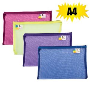 PENCIL CASE MESH COLOURS A4 ASSTD